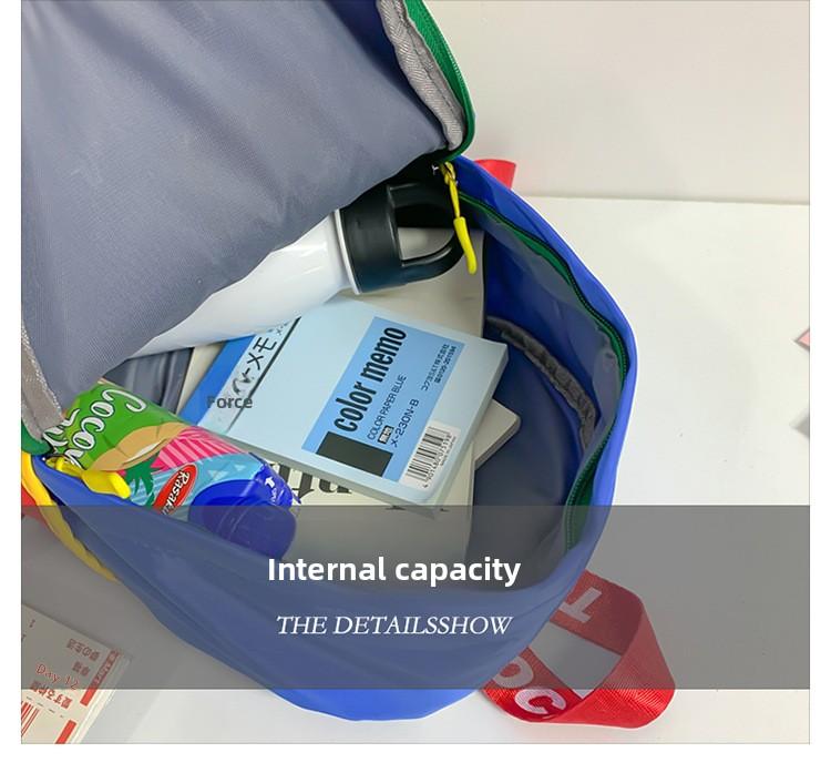 Kindergarten children's backpack, stylish baby color-blocking canvas backpack, lightweight backpack for boys and girls aged 3-6 years old