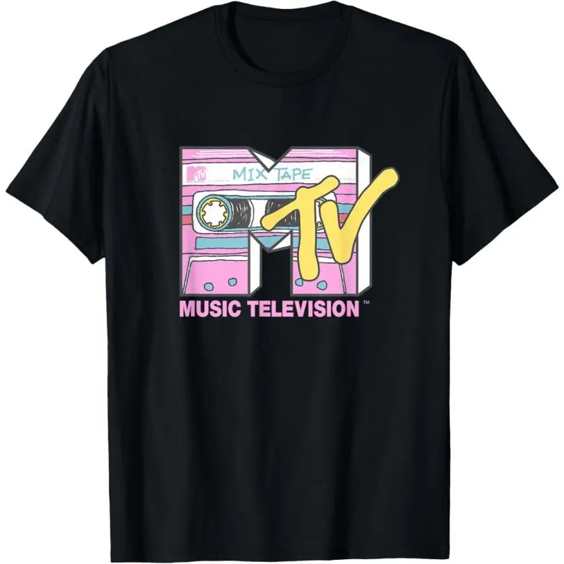 Unisex Retro MTV Digital Print Cassette Art Vintage Cassette Sketch Logo Sports Top, Unisex Cut, Clothes, Garment, Classic, Shortsleeve, T-Shirt, Casual, Streetwear, Vintage T Shirts, Tshirt, Round Neck, Vintage Graphic Tees, 90S Graphic Tees