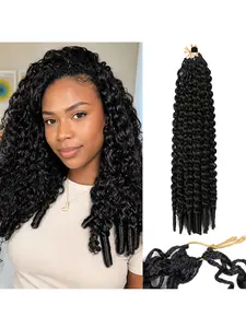 Burmese Curly Crochet Hair 18 Inch 3 Packs 48 Strands Knotless Pre-Looped with Spiral Curl Ends Reusable Hair Extensions for Women Bohemian Braids Braiding Hair Extensions Synthetic Hair