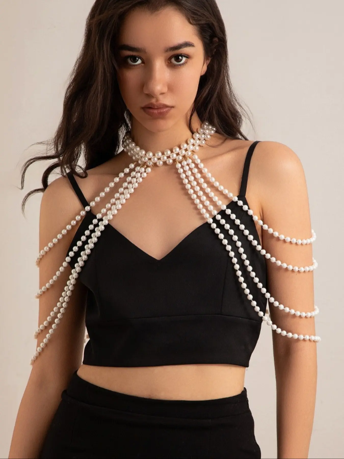 Elegant Beaded Fringe Shoulder Chain, Fashionable Sexy Accessory, Perfect for Weddings and Parties, All Seasons Wear