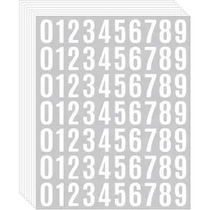560 count 1 Inch Number Stickers,8 Sheets 0-9 Self-Adhesive Vinyl  Number Labels for Office,Classroom,Mailbox,Scrapbooking,Storage Boxes (White, 1 Inch)