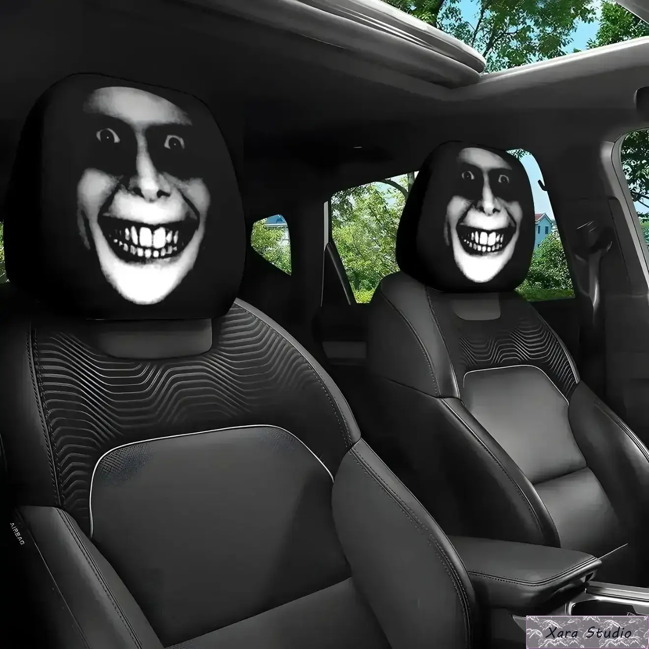 2PCS Horror Gothic Skull Car Headrest Covers Set, Trendy Halloween Car Seat Accessories, Soft Stretch Comfortable Auto Interior Decor, Universal Fit Easy Install Car Accessories for Cars, Trucks & SUVs, Stylish Daily Driving & Halloween Interior Upgrade