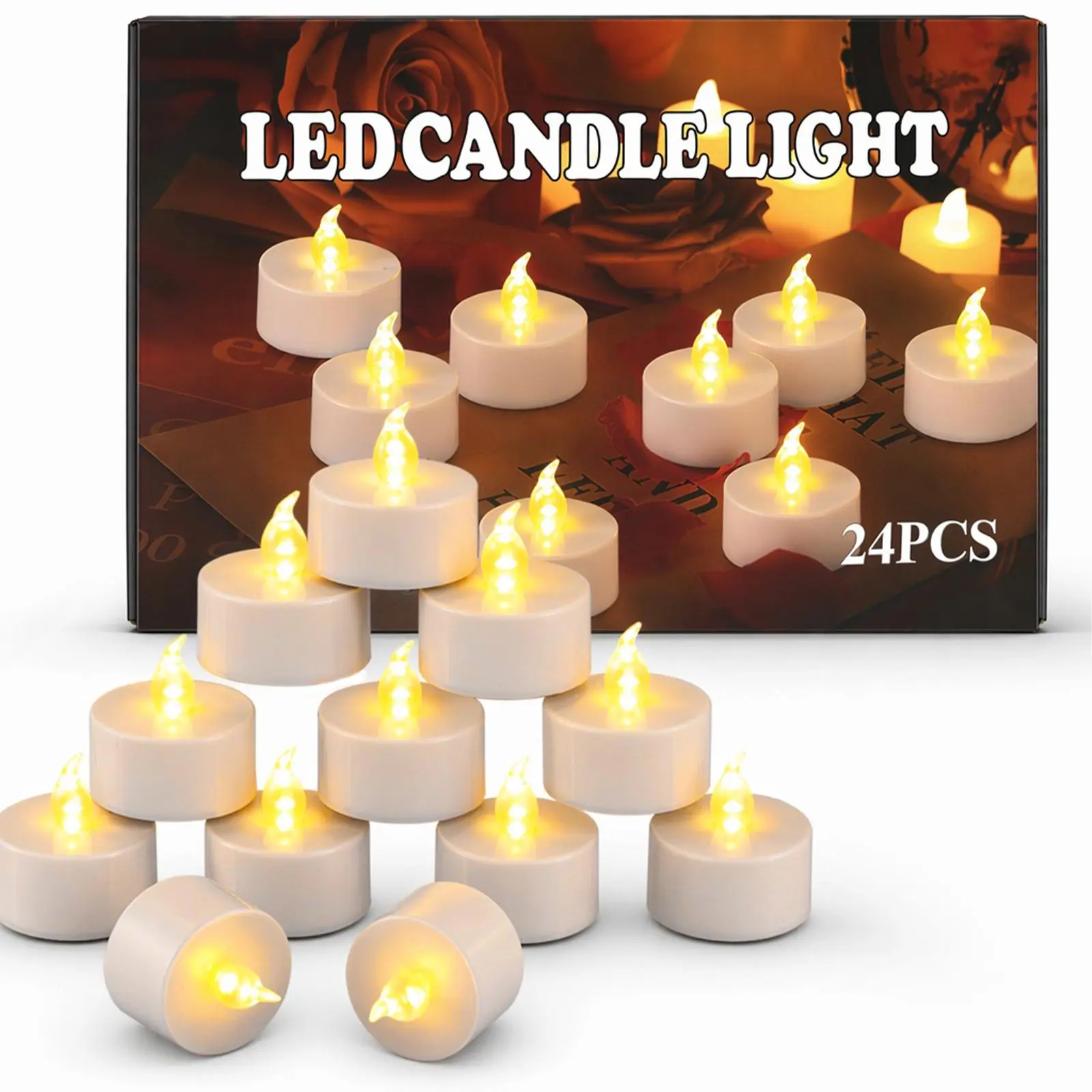 24 Pack Flickering Battery Operated Flameless LED Tea Light Candles Wedding Decor For Ramadan Easter Harvest Outdoor Romantic Table Centerpiece