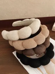 Women's Wide Brim Anti-Slip Headband, Autumn Winter Milk Coffee Color Sponge Cloud High Crown Hair Band, Female Hair Accessory, Fabric Headbands