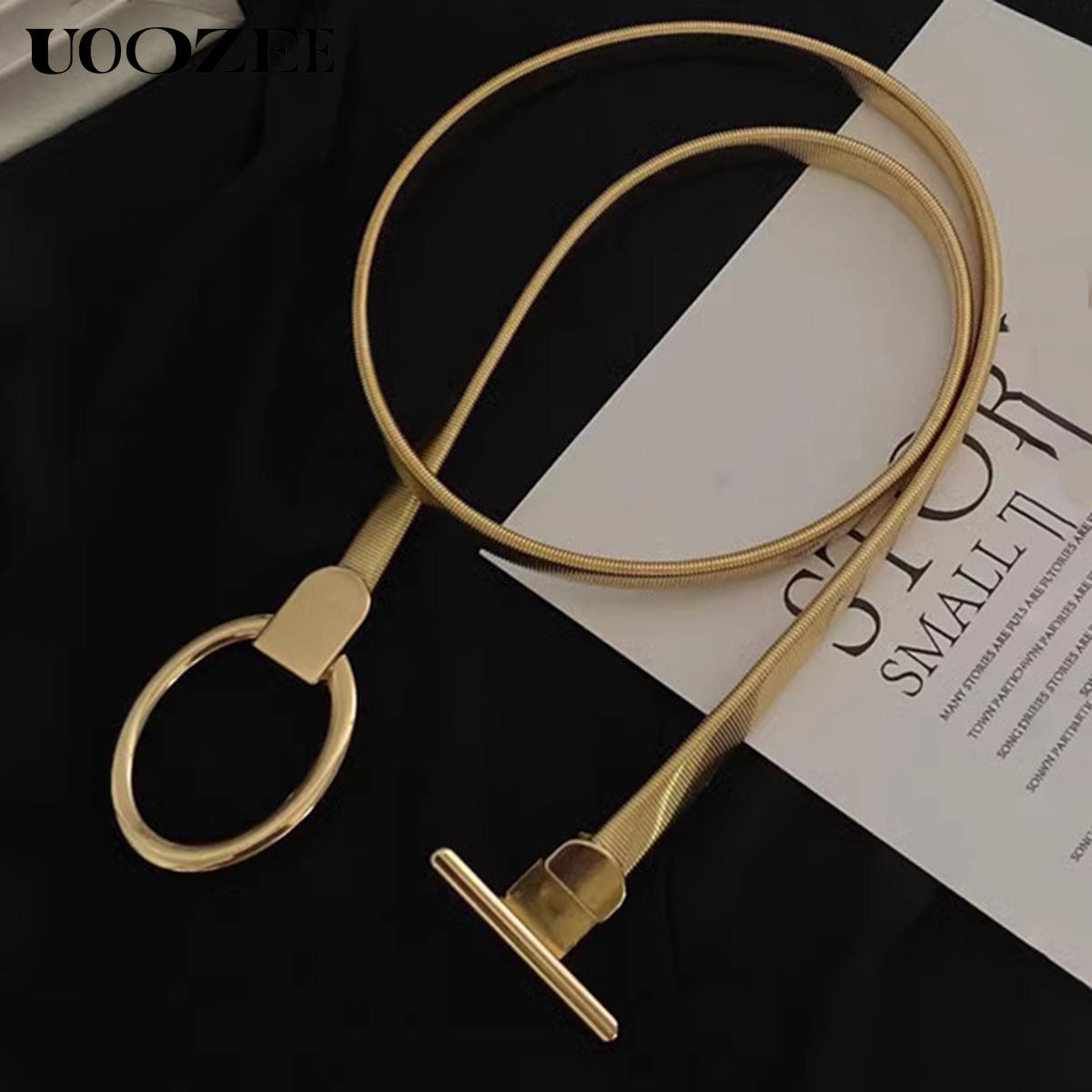 Buckle Geometric Pleated Solid Color Belts