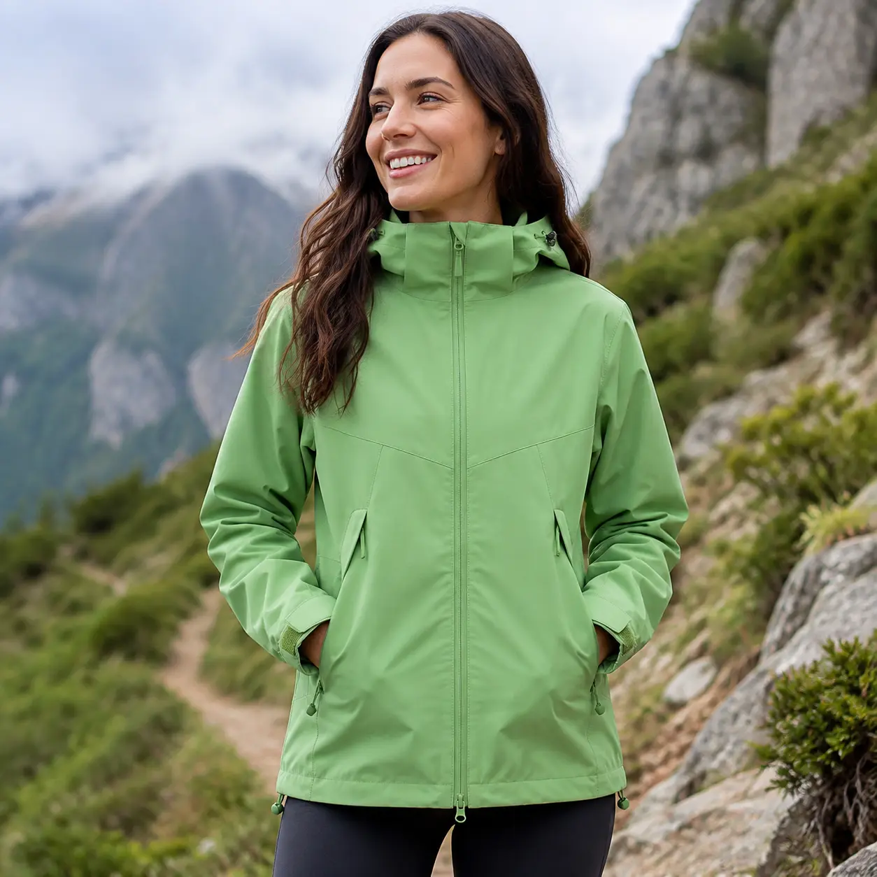 Unisex Water-Repellent Hooded Outdoor Jacket with Breathable Mesh Lining, Adjustable Cuffs and Hem, Full-Zip High-Collar Windbreaker-Style Shell for Hiking, Travel, Commuting and Daily Wear, M-4XL