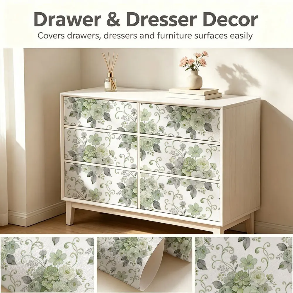 Rose and Light Floral Wallpaper, PVC Moisture-Proof, Self-Adhesive, Ideal for Kitchen/living Room/bedroom Decor