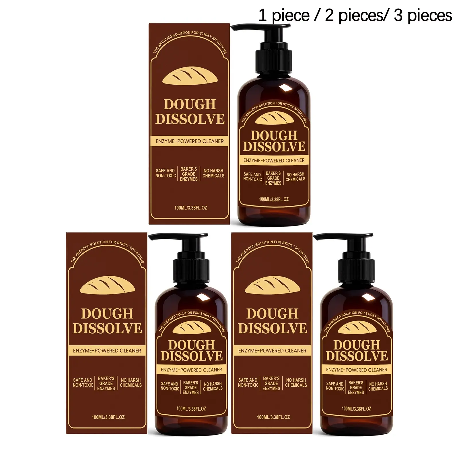 Dough Dissolver (100ML/100ML*2/100ML*3), Food Processing Neutral Formula, Easy to Rinse, Gentle on Hands, Kitchen Cleaning Agent