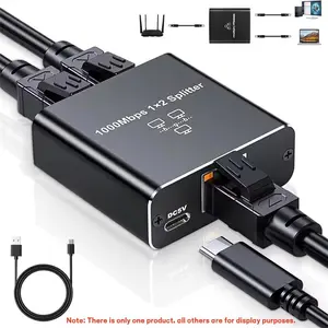 1 IN 2 OUT Network Splitter 1000Mbps RJ45 Adapter Gigabit Converter Internet Ethernet 8P8C Extender Plug Extension
