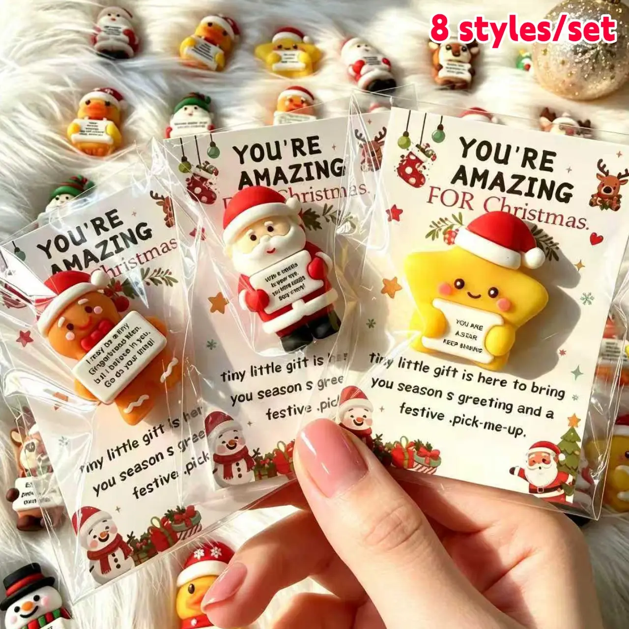 Christmas Pocket Hug Gift Set | Inspirational Emotional Support Gift | Decorative Gift | 8-Piece Ready-to-Use Holiday Decor | Perfect for Halloween, Thanksgiving, and Christmas | Thoughtful Stocking Stuffer for Friends, Family, and Colleagues