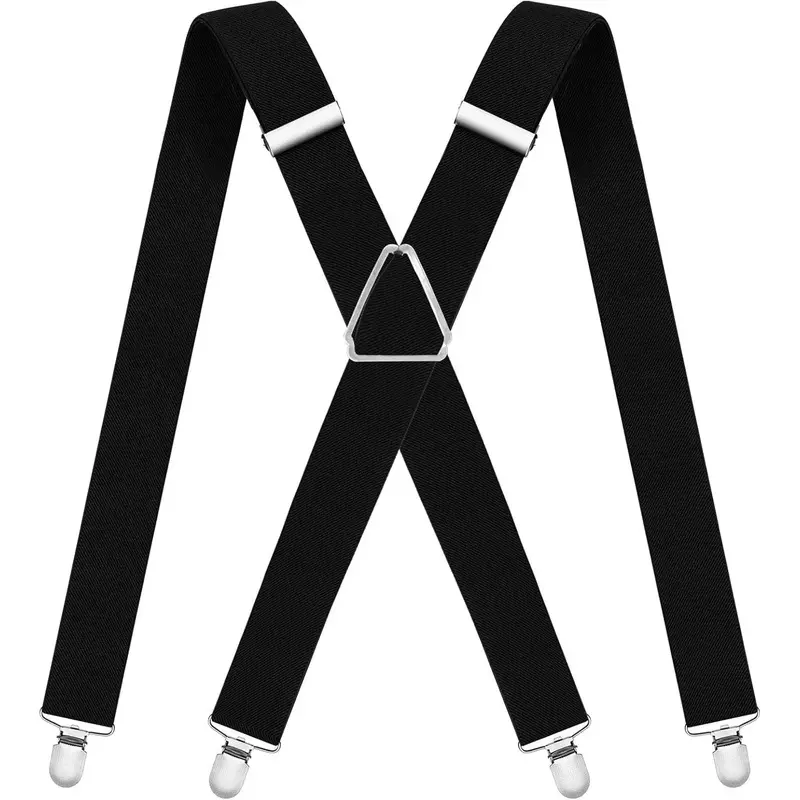 YYW1 Men's Suspenders Adjustable Braces with 4 Strong Metal Clips Elastic X Back Heavy Duty Suspender Men and Women
