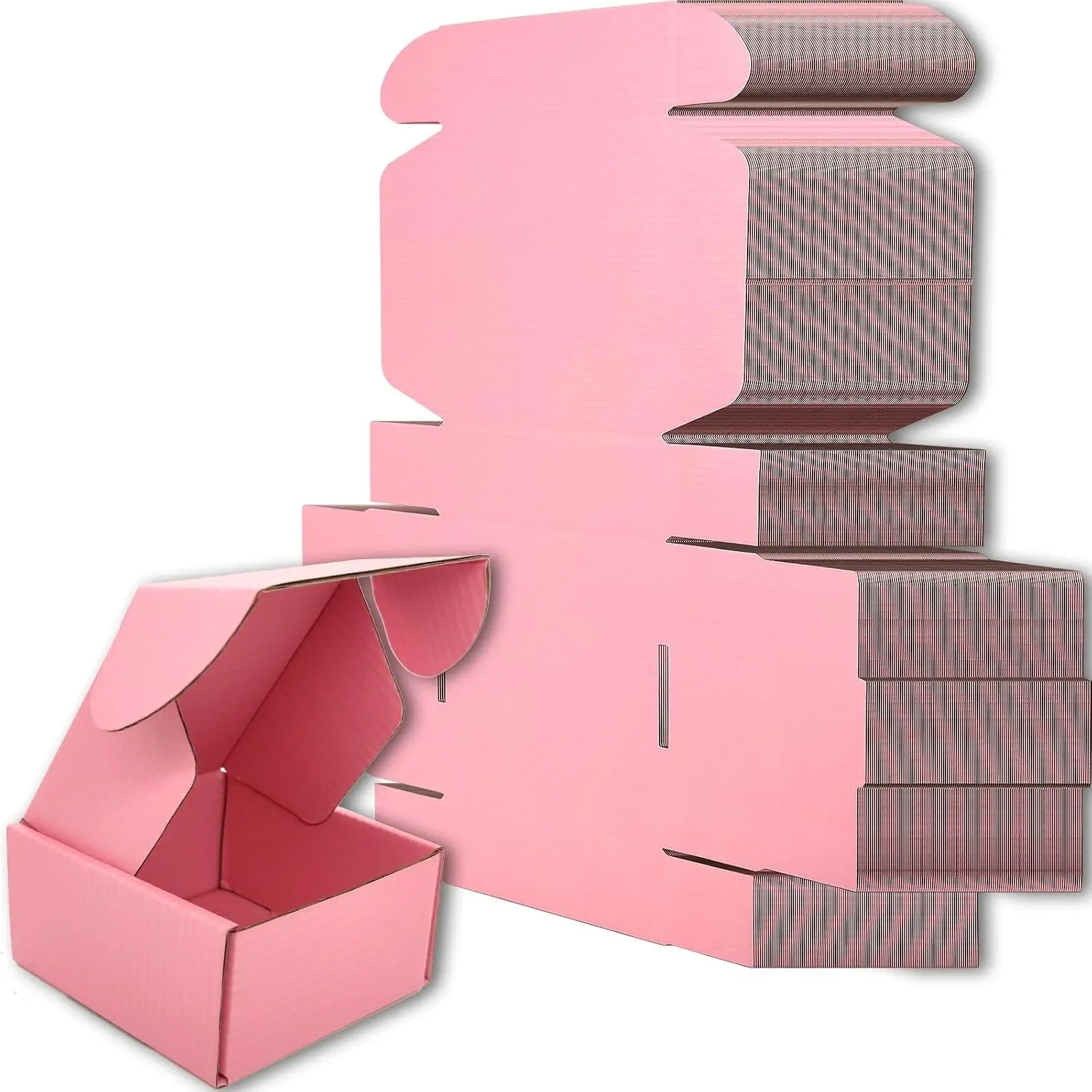 4x4x2 Shipping Boxes Set of 50, Pink Mailer Corrugated Cardboard Box for Packaging, Literature, Packing, Mailing, Storage, Small Business, Moving, Gift, Supplies, Quick Fold, Tab Locking