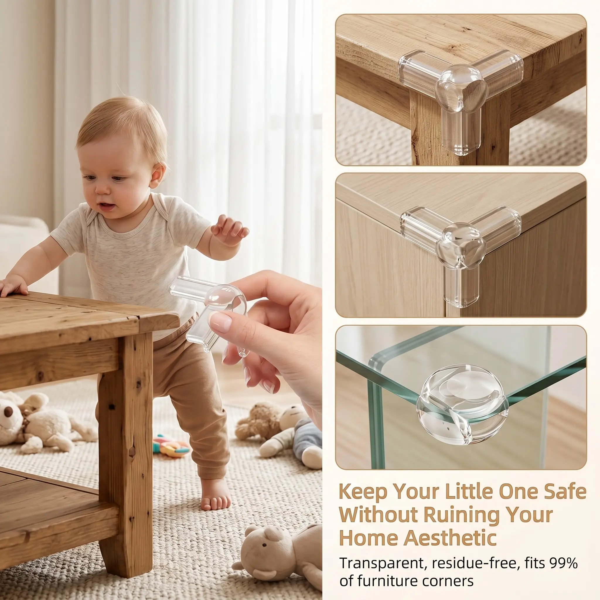 4-Piece Multi-Functional Corner Protectors, Protect Furniture Edges, Prevent Scratches and Damage, Ideal for Home Safety