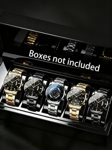 5pcs Men's Business Fashion Sport Watch Set, Elegant Analog Round Face, Casual Style, Perfect Gift for Holidays, All Seasons Wear