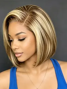 13x4 Lace Front Wig Straight Short Bob, Human Hair Preplucked Wigs for Women, Natural Look, Easy Maintenance, Perfect for Daily Wear