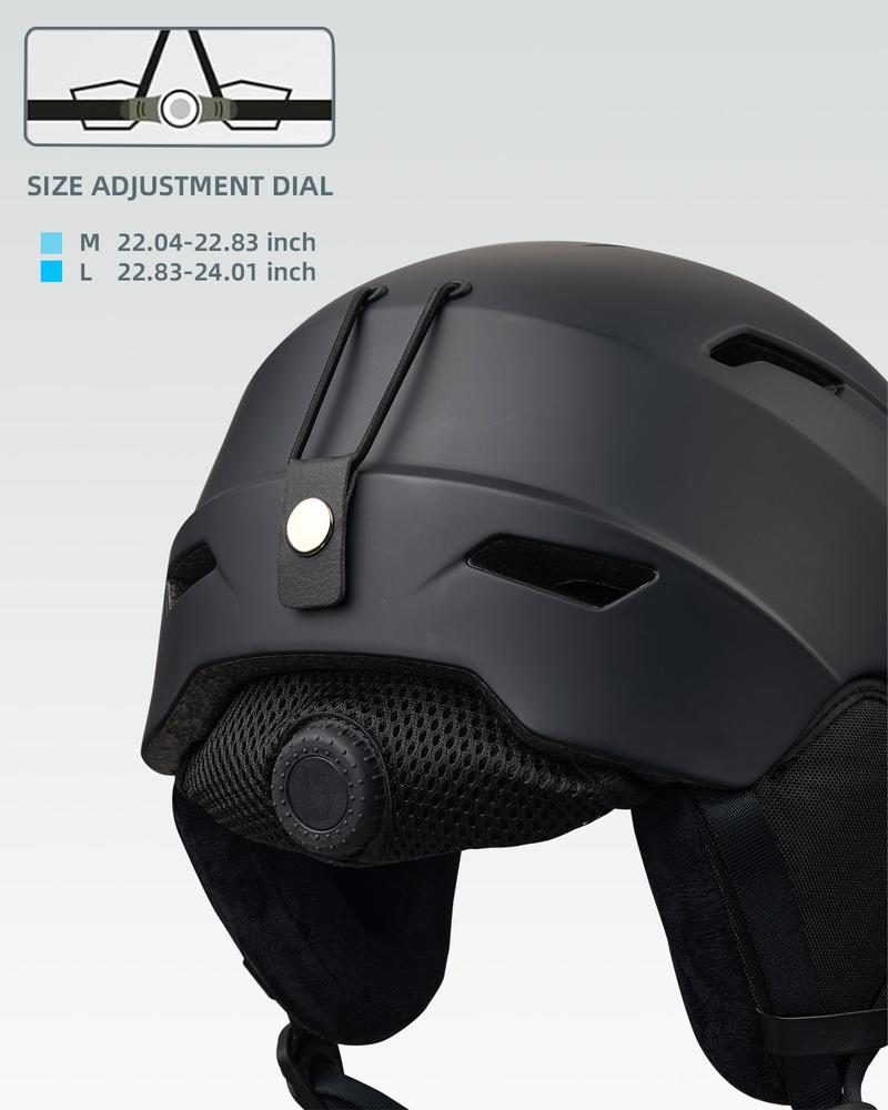 [Multi-Color Options]Adult Snowboard Helmet - Durable PC Shell, EPS Foam & Ventilation System - Unisex Ski Helmet in Matte Black, Gray & White for Men, Women & Youth