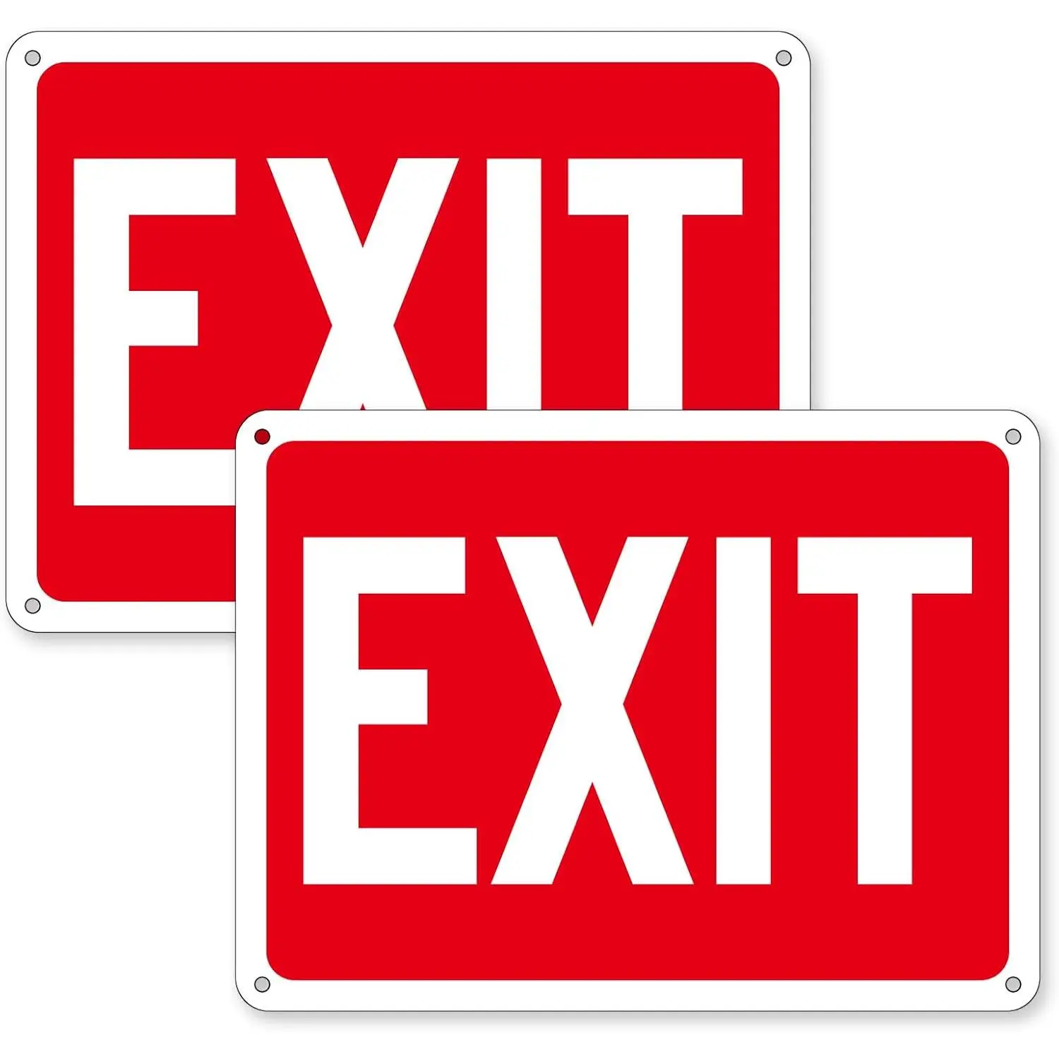 (2 Pack) Exit Signs,  Exit Sign with Red Background, Exit Sign for Door and Wall Mount - High Visibility Reflective Safety Signs, Easy to Install (Red Exit Signs, 8 x 6 inches)