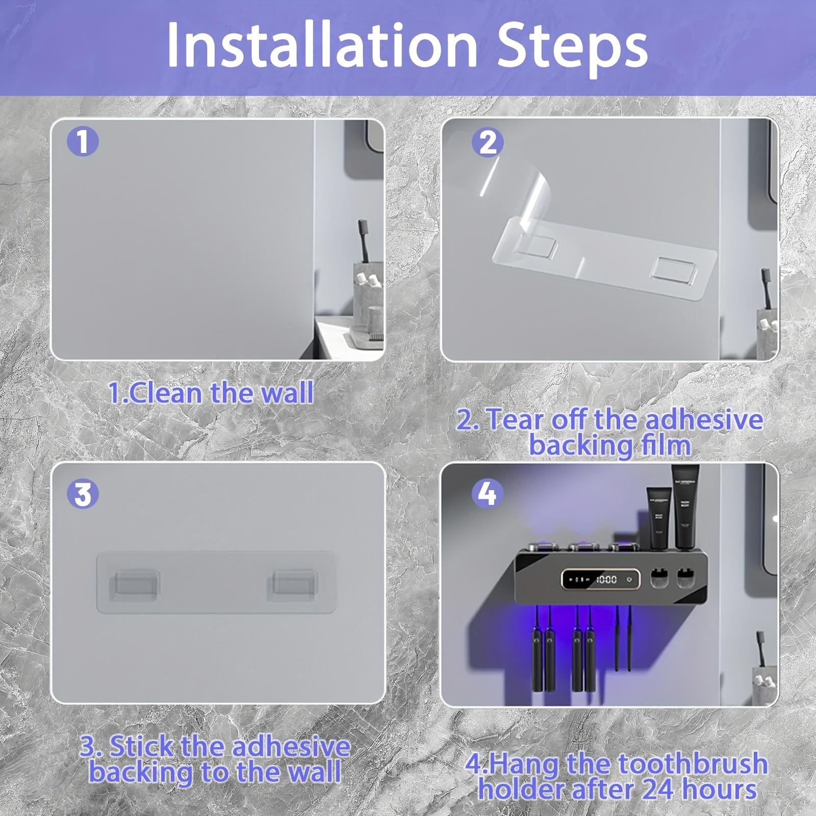 UV Electric Toothbrush Sanitizer Holder with Gargle Cups and Toothpaste Dispenser, Wall-Mounted Toothbrush Holder With Hot Air Drying And Automatic Sterilization, Toothbrush Sanitizer, Toothbrush Storage Rack, Bathroom Accessories