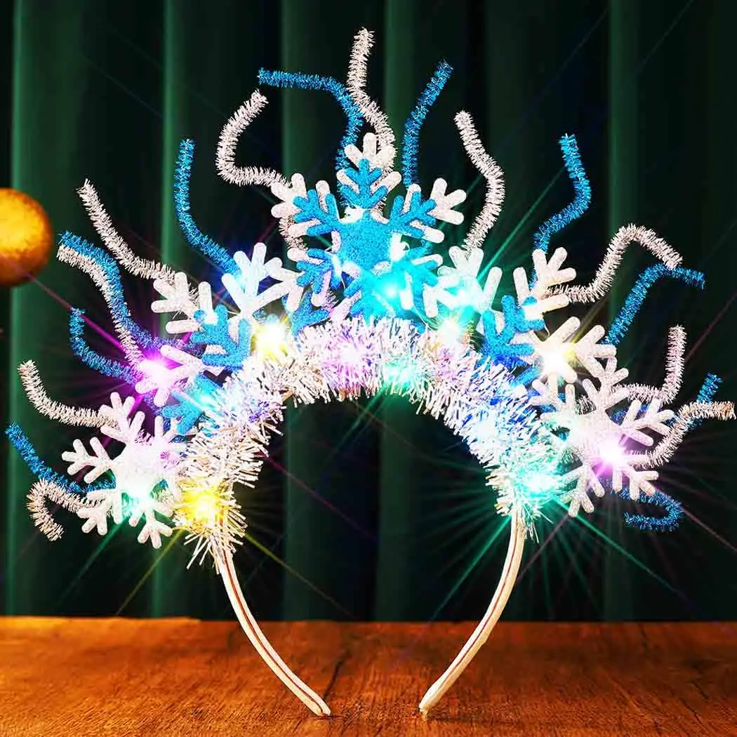 Snowflake Headband Light up Christmas Headbands Xmas Holiday Hair Accessories for Women
