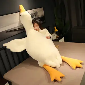 50-190cm Large Brown Hug Stuffed Animal Duck Kawaii Giant Goose Plush Toy Sleeping Pillow Big Soft Doll Party Gift for Boy Girls