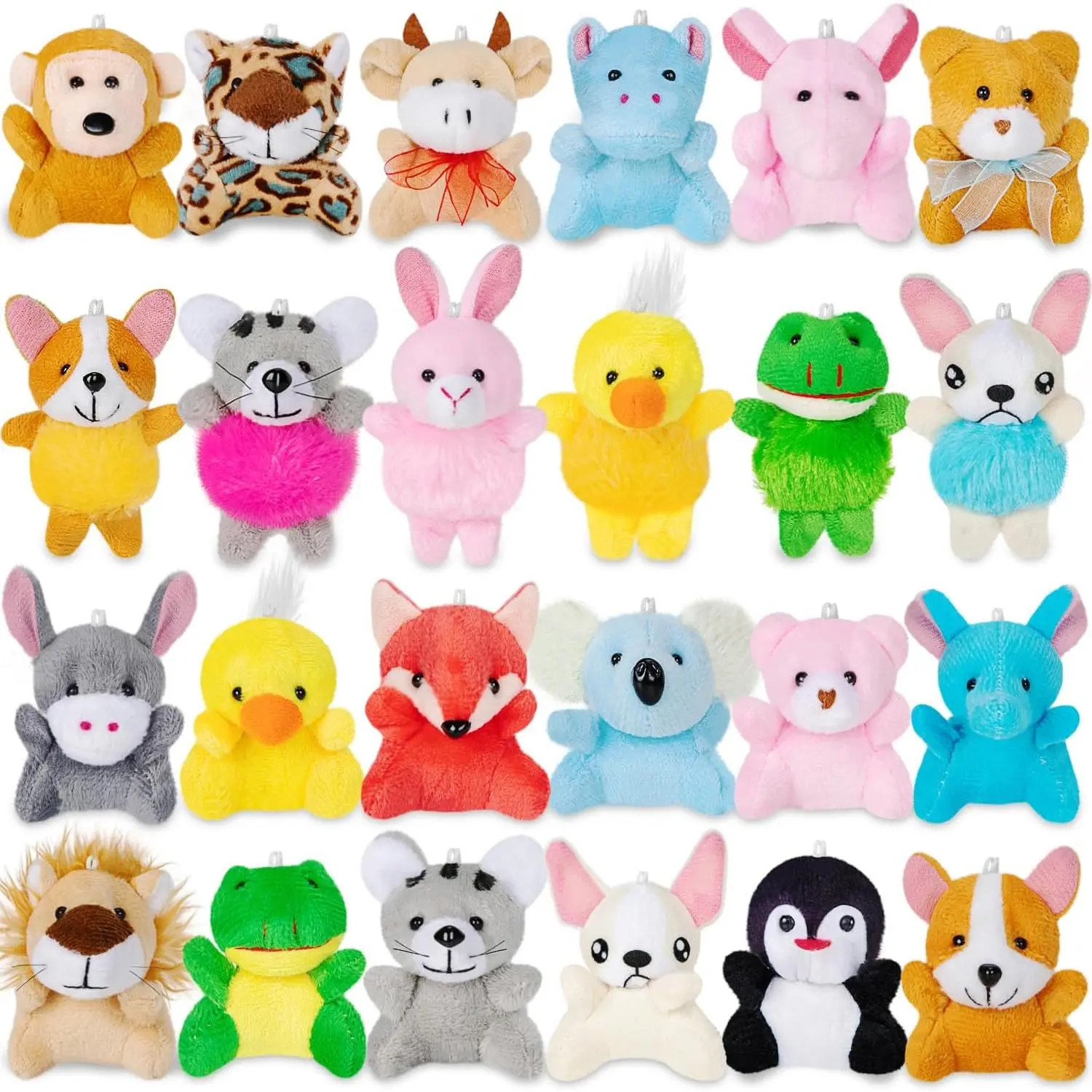 24 Pack Mini Stuffed Animals Bulk Party Favors For Kids Treasure Box Toys Classroom Plush Toys Claw Machine Key Chains Carnival Prizes Small Valentine Halloween Christmas Gifts Stocking Stuffersfidget toys