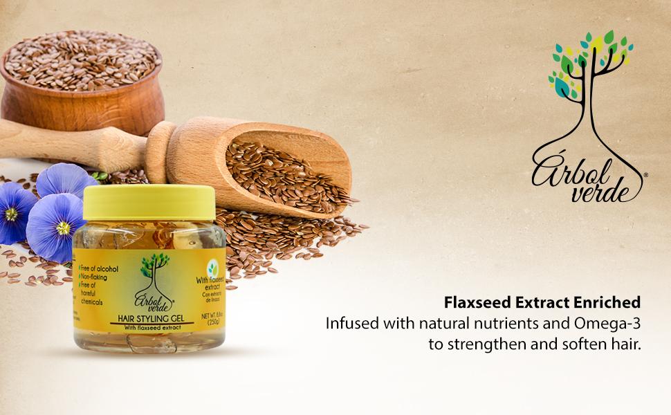 Flaxseed Hair Gel – Natural Hair Styling Gel with Rosemary – Alcohol-Free, Residue-Free – Strong Hold & Shine – 8.8 oz – Made in Mexico