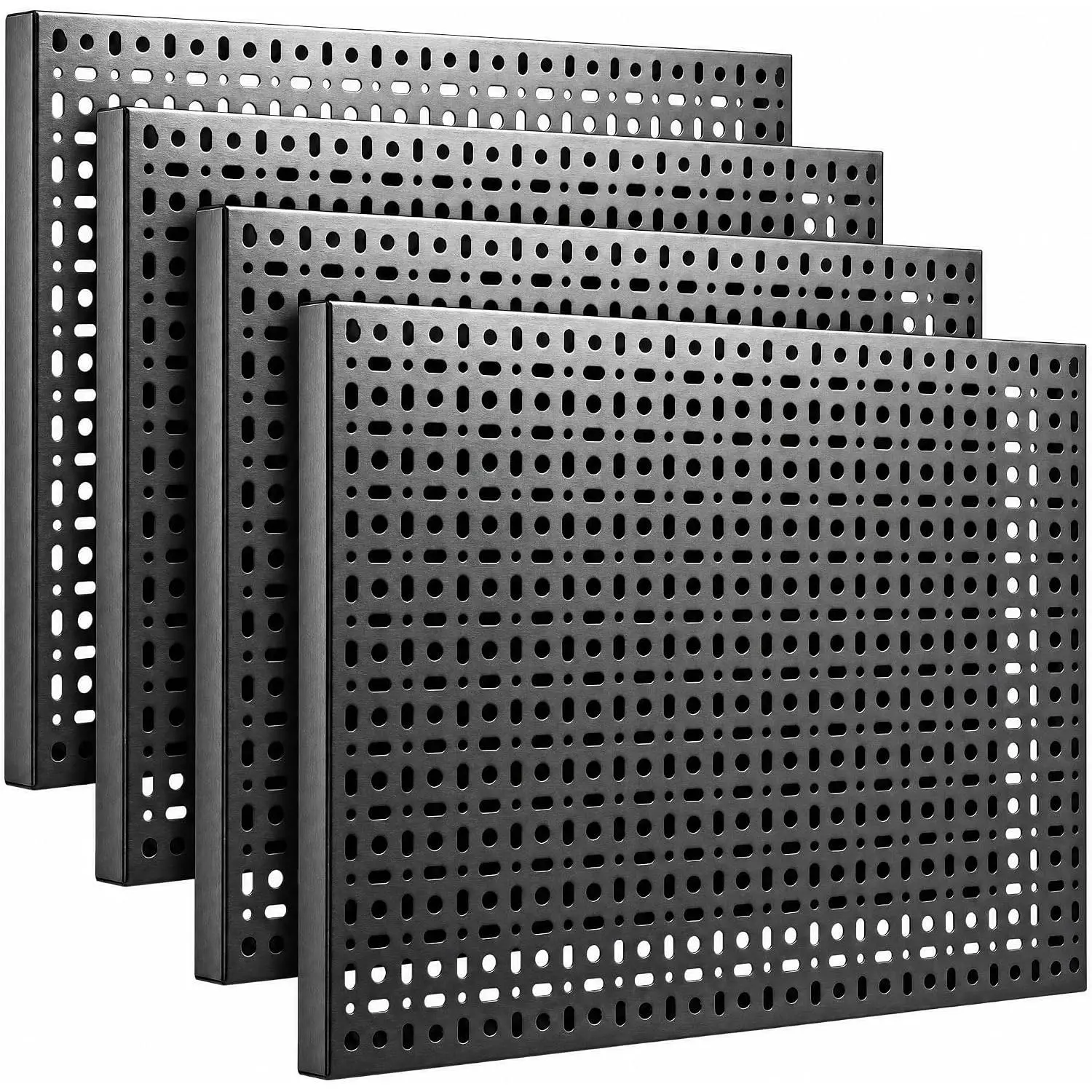 12x16 Metal Peg Board Panel 4-Pack, Heavy Duty Wall Organizer | Modular Black Storage System for Garage, Kitchen, Office & Craft Rooms,  for Tool &  Organization