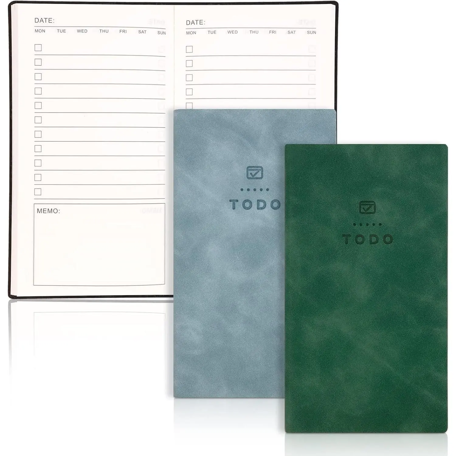 2Pack  Notebook, 196 Pages Planner Pocket Notebook, Daily  Notepad Leather Cover Undated Daily Planner Small Checklist Notebook for , Office Supplies, Study, Work, School
