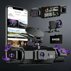 A four-channel dash cam that makes reversing easier, equipped with a panoramic view for all-weather parking monitoring. Four-lens simultaneous recording: front/rear/left/right. 4-inch display, WiFi, 64GB memory card, clear night vision, dedicated dash cam