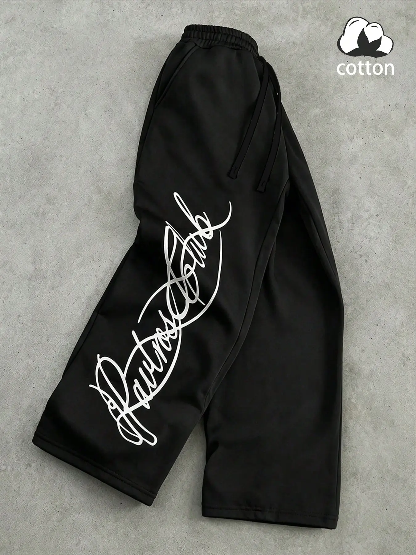Unisex Street Style Sweatpants with hand-lettered trendy graphic print Loose-Fit Wide Leg, Fall & Winter, Casual Skateboard Pants, Couple Fashion, Men's Gift