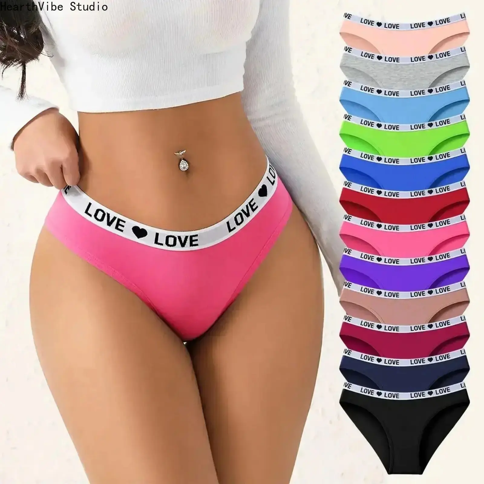 Women's Cotton Brief Panties 7/10/12-Pack, Soft Stretch Breathable Color Block Letter Print Knickers, Athletic Intimates for Teens (7 pcs Option Included)