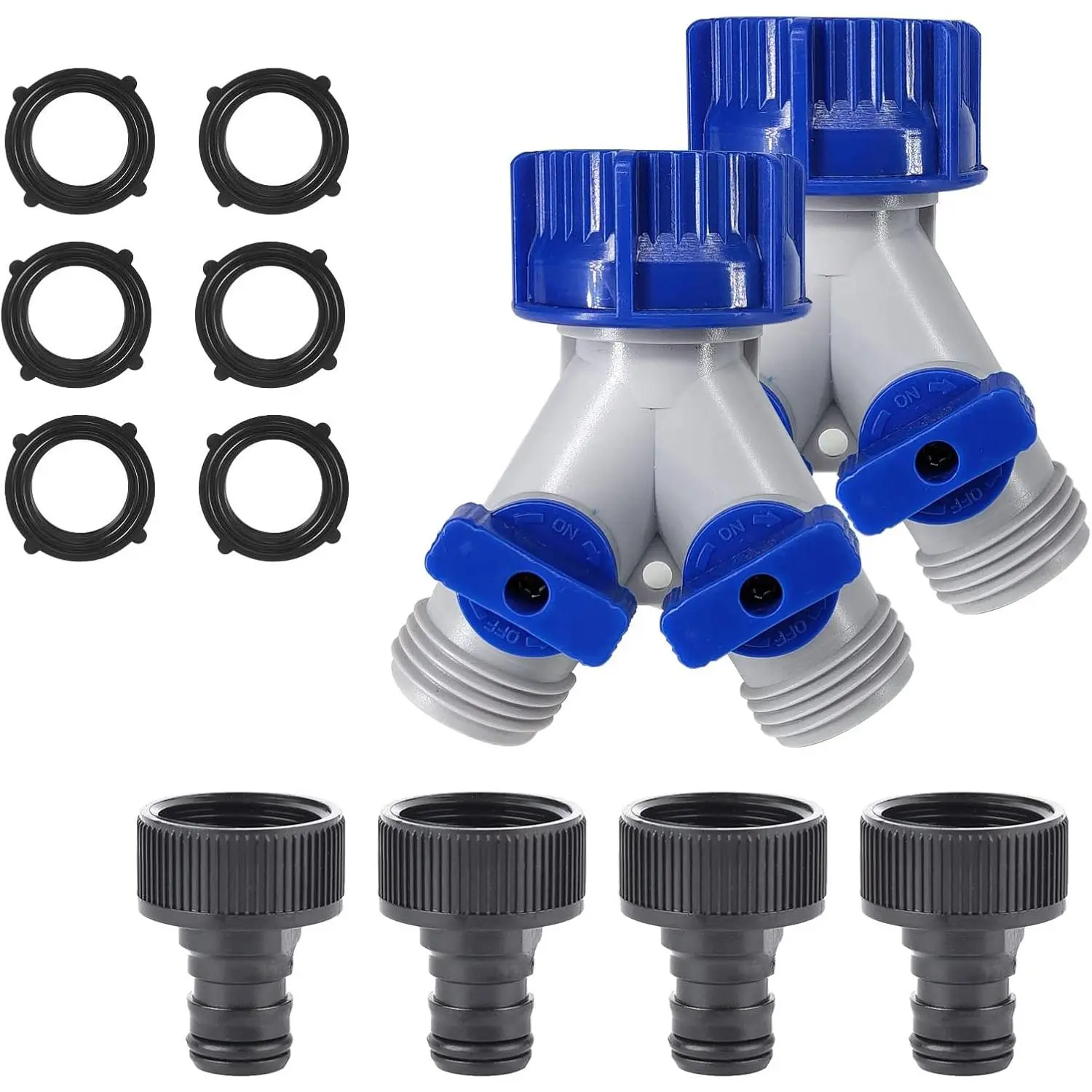 Garden Hose Splitter, 2 count 360° 3/4" Plastic Water Hose Splitter 2 Way, Garden Hose Connector with Faucet Watering Shut Off for Landscaping, Gardening, Flower Planting, Irrigation