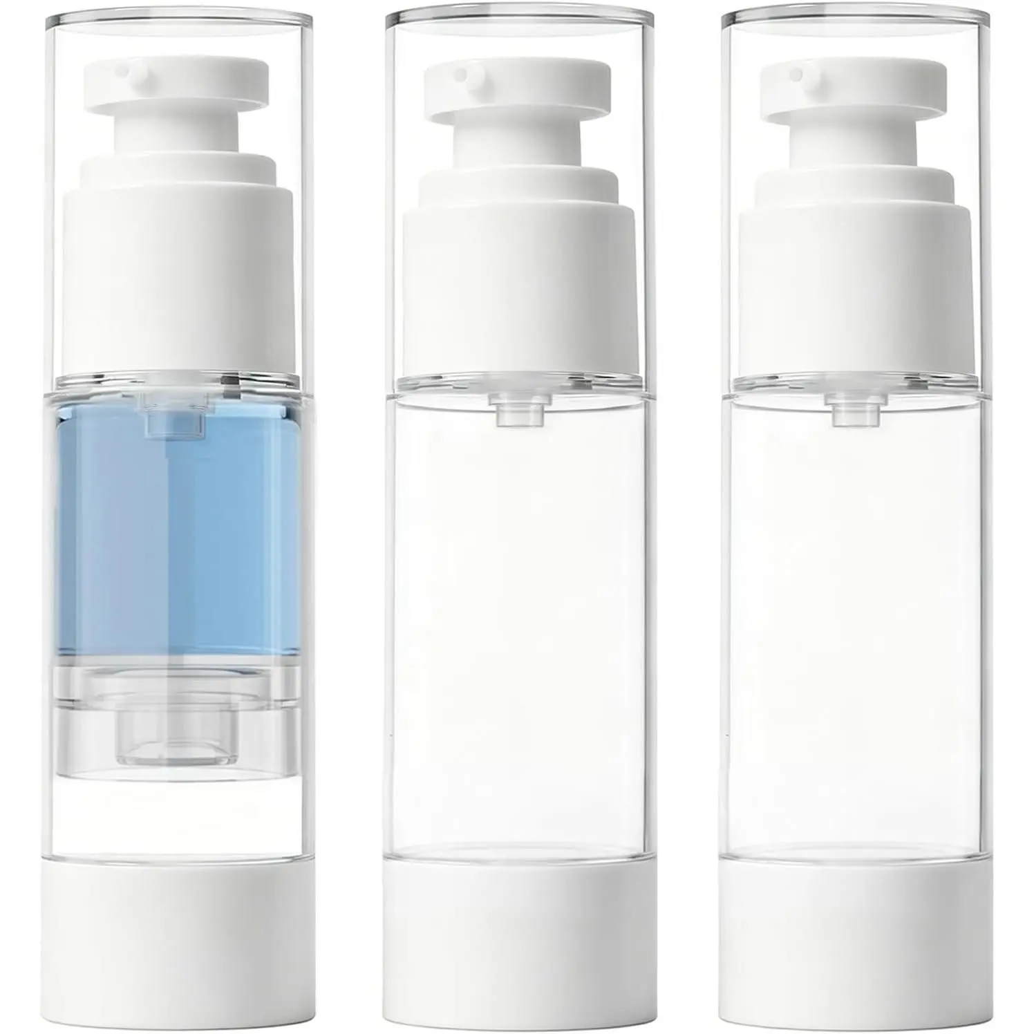 1OZ/30ML Airless Pump Bottles, 3 Pack Lotion Dispenser Travel Size Pump Bottles, Vacuum Cosmetic Travel Bottle for Lotion, Creams, Foundation, Cosmetic, with Labels, Wooeden StickGift