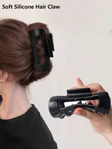Soft Silicone Hair Claw, Anti-Drop Unbreakable Hair Clip, Anti Slip Clips, Square Hair Soft Claw Clips for Women, Flexible Clawclip for Thick Hair, Lightweight Large Cozy Clip, suitable for various occasions, 2026 New Design Hair Accessories