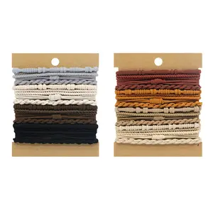 32pcs Viral Neutral Boho Braided Hair Ties, Convertible Hair Tie Bracelets No Tug Elastic Ponytail Holders, Earth Tone Daily Hair Accessory Pack