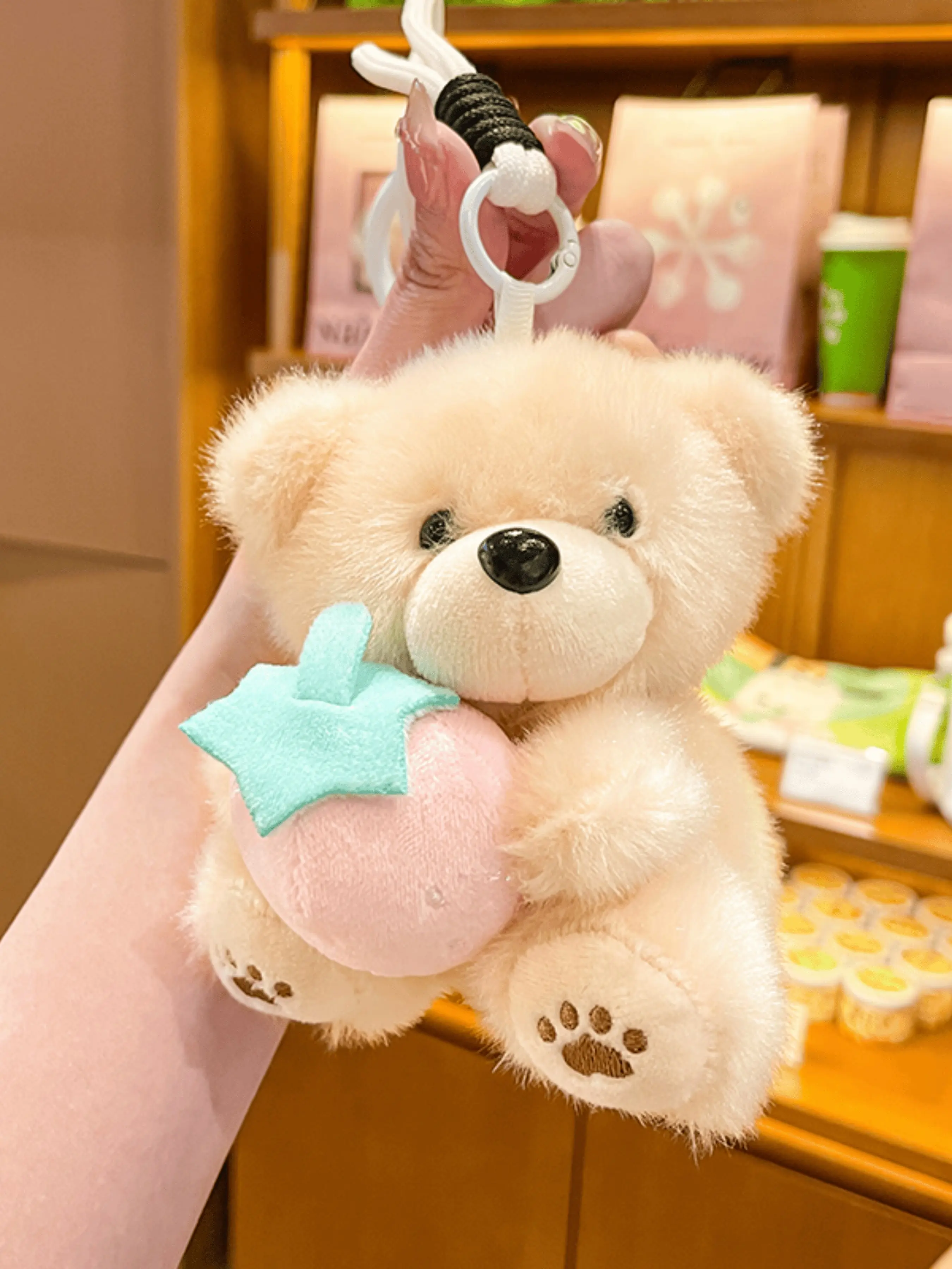 Cute Plush Strawberry Bear Keychain, Creative Fashion Bag Charm, Portable Backpack Accessory, Zoo Souvenir, Birthday Gift, Party Favor, Keychain Charms