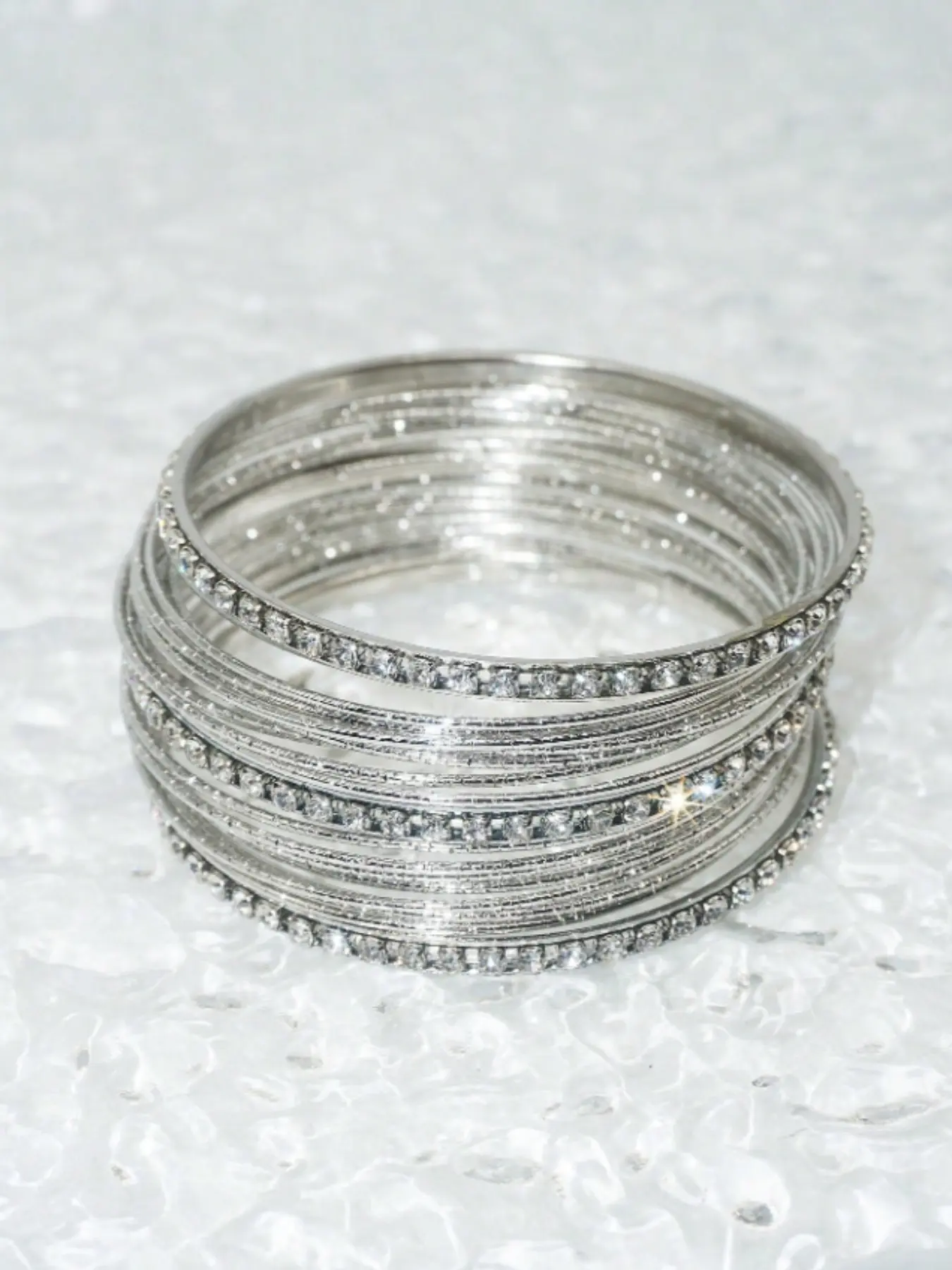 European & American Style Women's Alloy Bangle, Starry Sky Rhinestone Inlaid, Elegant Plain Design, All Seasons Accessory