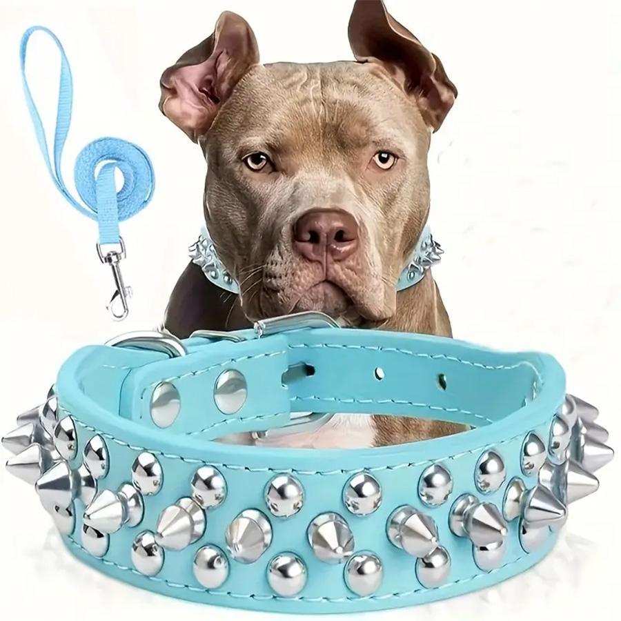 Rivet Dog Collar & Swivel Leash Set, Adjustable Pet Studs Collar, Durable Dog Walking Equipment, Fashionable Pet Walking Essentials, Dog Accessories Tools, Easter Gifts