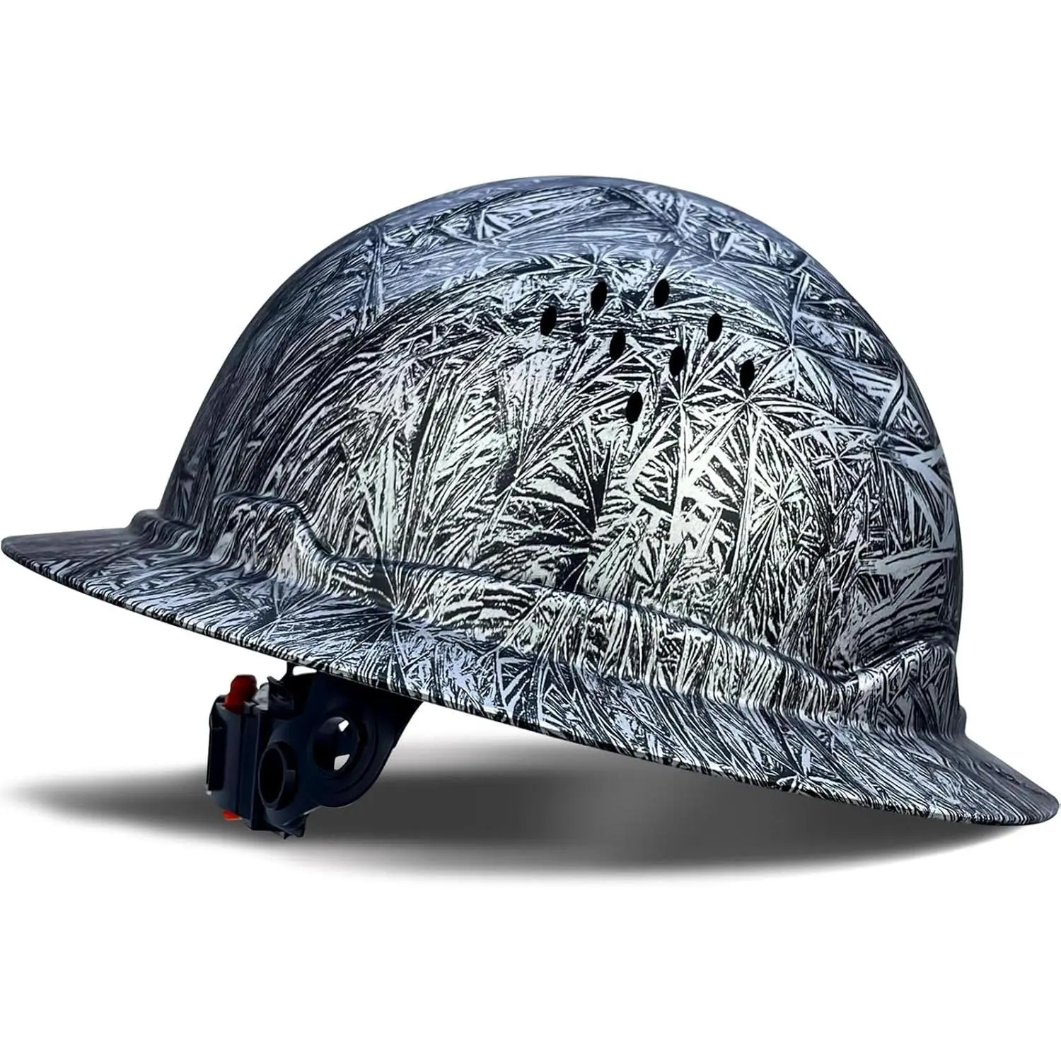 Carbon Fiber Pattern Full Brim Visor Hat - Vented ABS Shell, Flip-Up Face Shield, Adjustable Secure Chin Strap, Sturdy Lightweight Outdoor Headgear for Driving, Gardening