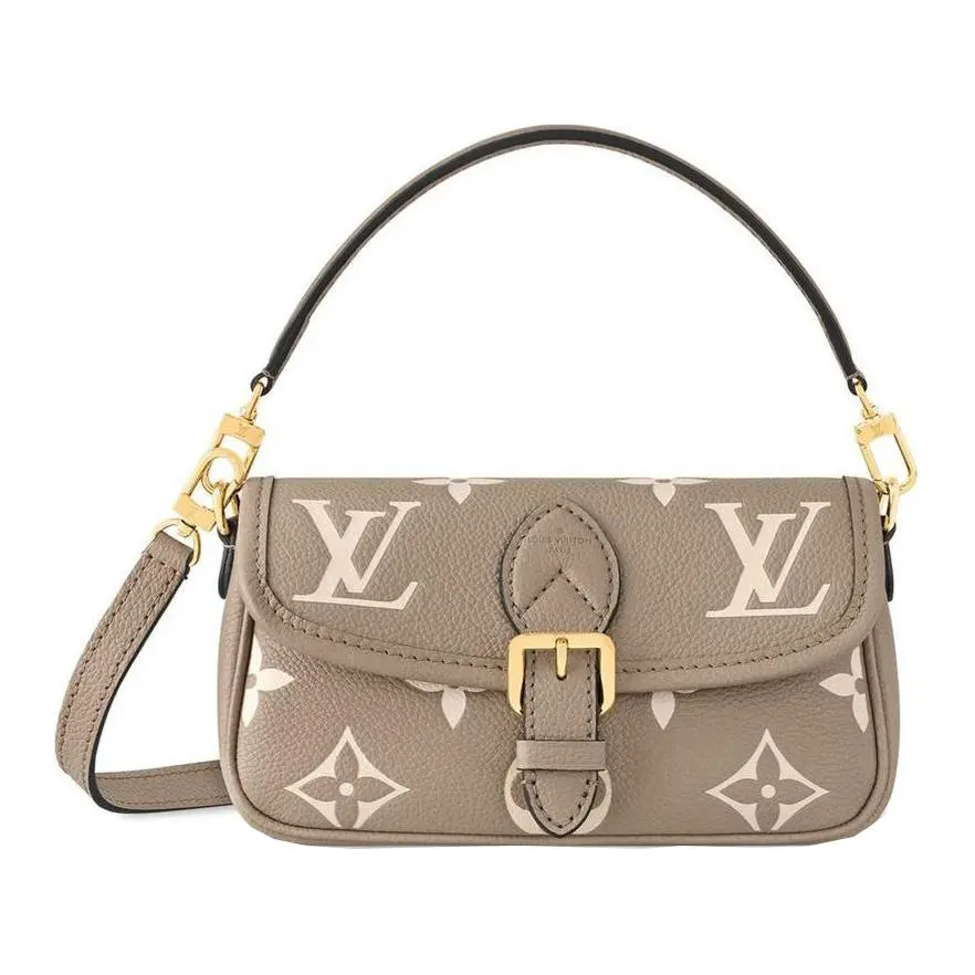 Louis Vuitton Diane Nano Bag – Detachable Strap, Monogram Print Leather Baguette Handbag for Women, Cream Grey