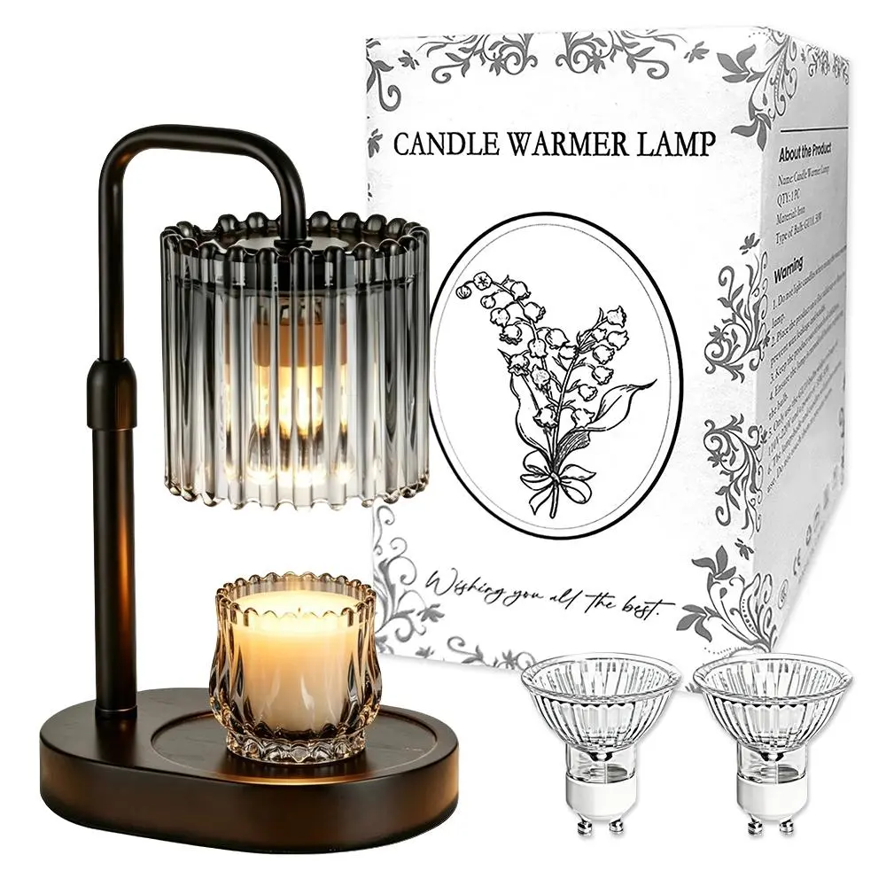 Candle Scent Warmer Light, Bellflower Decor Lamp, Height Adjustable & Timing Function, Comes with 2 Extra Bulbs Supplied, Smokeless Home Aromatherapy Lamp for Bathroom Desktop Decor