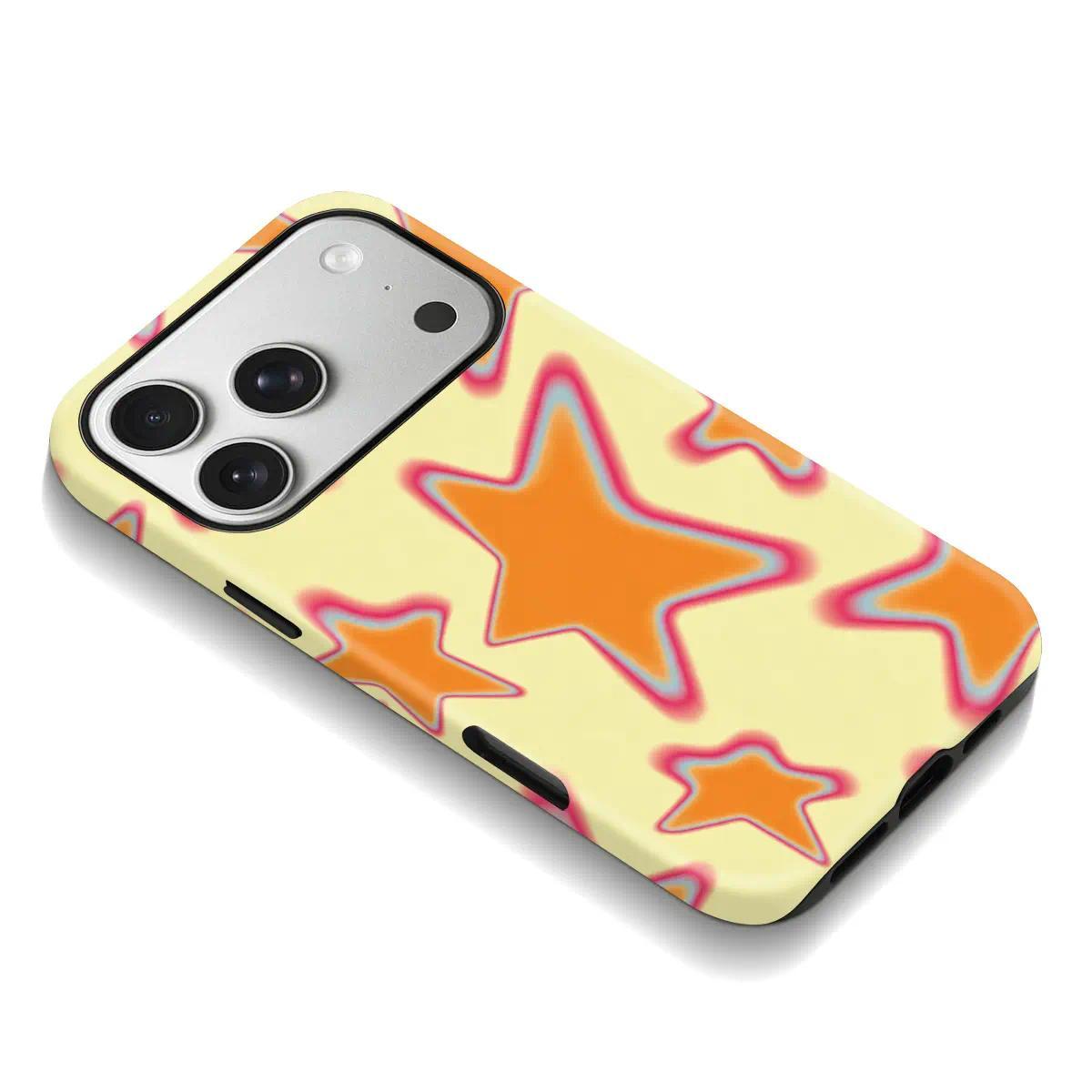 Neon Starlight Aesthetic 2-Layer TPU Shockproof Phone Case, Stylish Glowing Star Graphic Protective Cover, Compatible with iPhone 11,12,13,14,15,16,17 Pro, Pro Max & Plus Models
