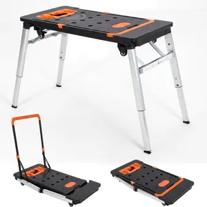 Garvee 7-in-1 Folding Workbench & Work Table with Wheels – Portable Workstation Converts to Sawhorse, Platform, Dolly, Hand Truck – Perfect for Garage, Jobsite, Woodworking, DIY