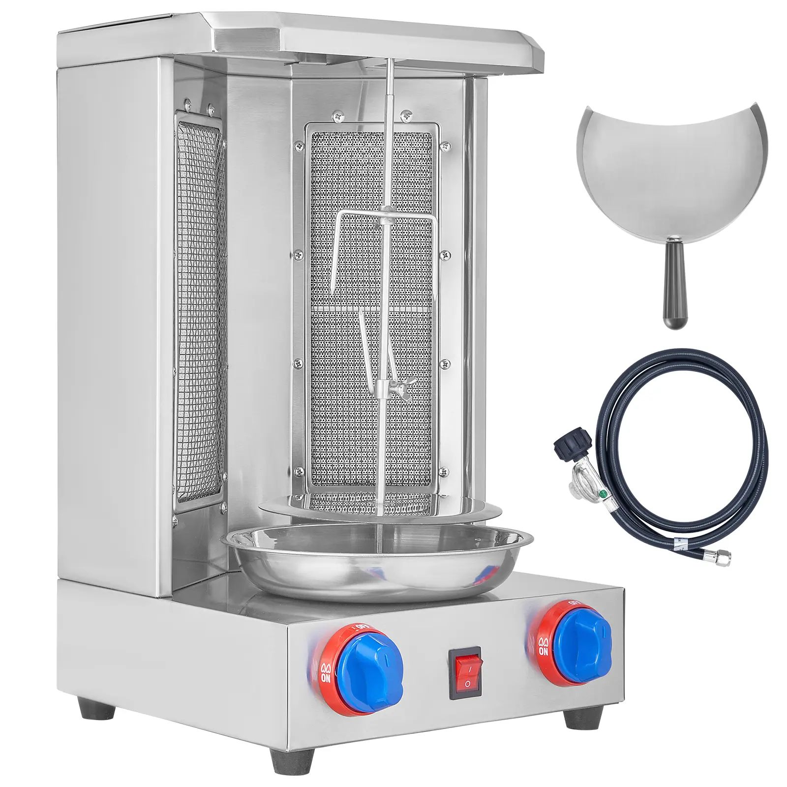 Shawarma Grill Machine, 13 lbs Capacity, Chicken Shawarma Cooker Machine with 2 Burners, Gas Vertical Broiler Gyro Rotisserie Oven Doner Kebab Machine, for Home Restaurant Kitchen Parties