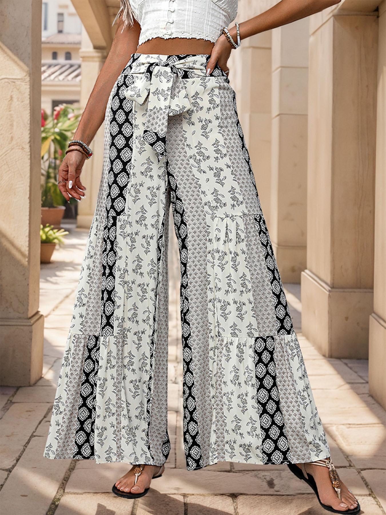 Women's All Over Print Pants, Boho Casual Comfy Trousers for Beach Vacation Holiday, Ladies Bottoms for Summer, Casual Bohemian Trousers