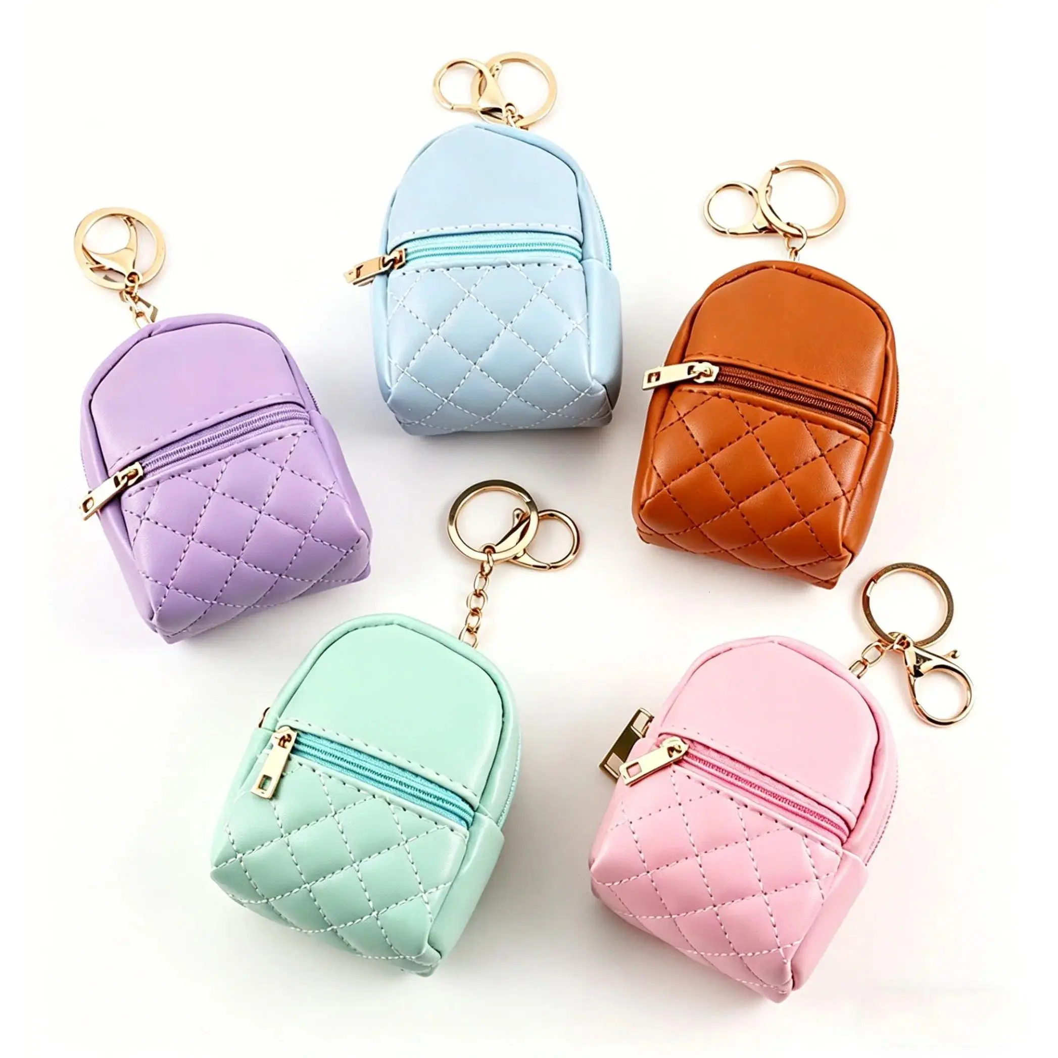Mini Backpack Keychain, Couture-Inspired Quilted Faux Leather Bag Charm for Women, Mini Coin Purse & Holder for AirPods and Lipstick, Keychain Pouch, Couture-Inspired Keychains