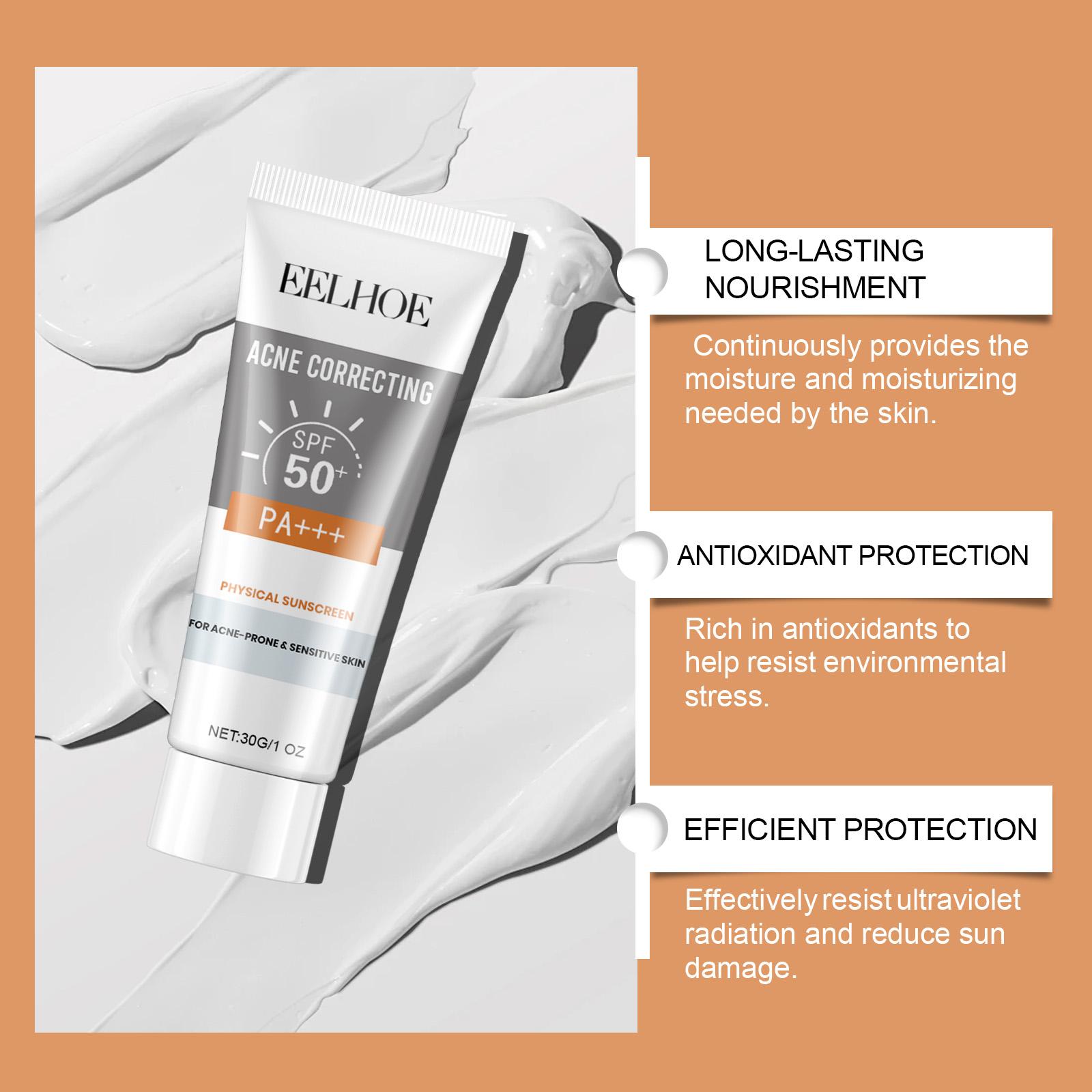 EELHOE Physical Sunscreen SPF 50, Daily Face Sunscreen for Anti-Aging & Deep Hydration, Non-Greasy Lightweight UV Protection, Vitamin E Moisturizing Lotion for All Skin Types
