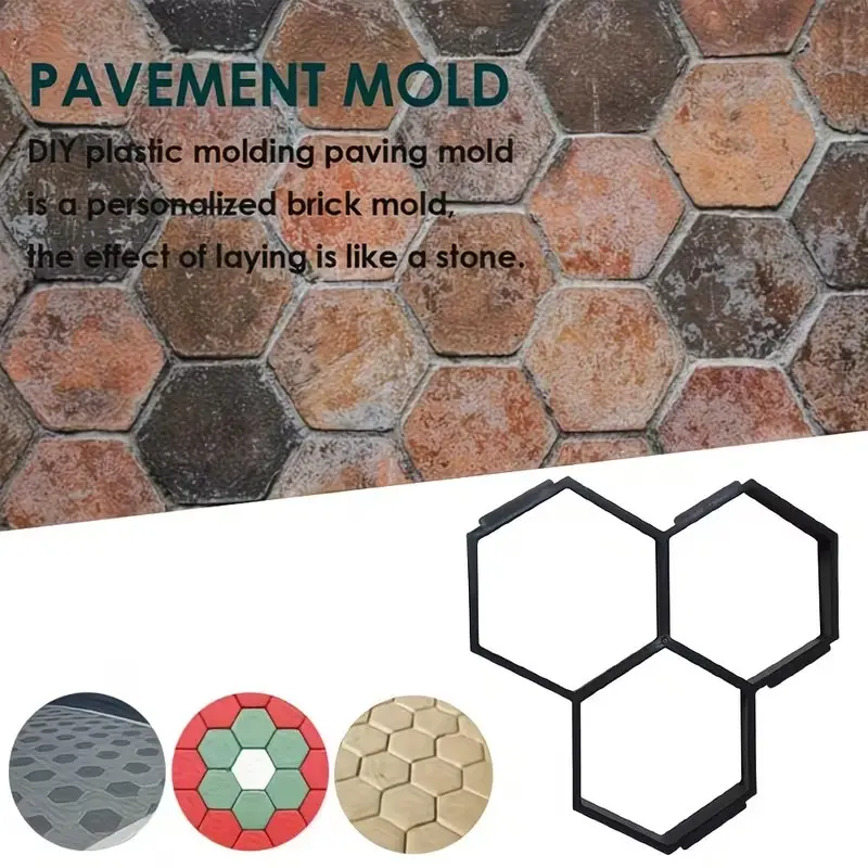 1PC Hexagon Concrete Stepping Stone Mold, Reusable Plastic DIY Garden Path Mould for Walkway Patio Backyard Landscaping Hexagonal Durability