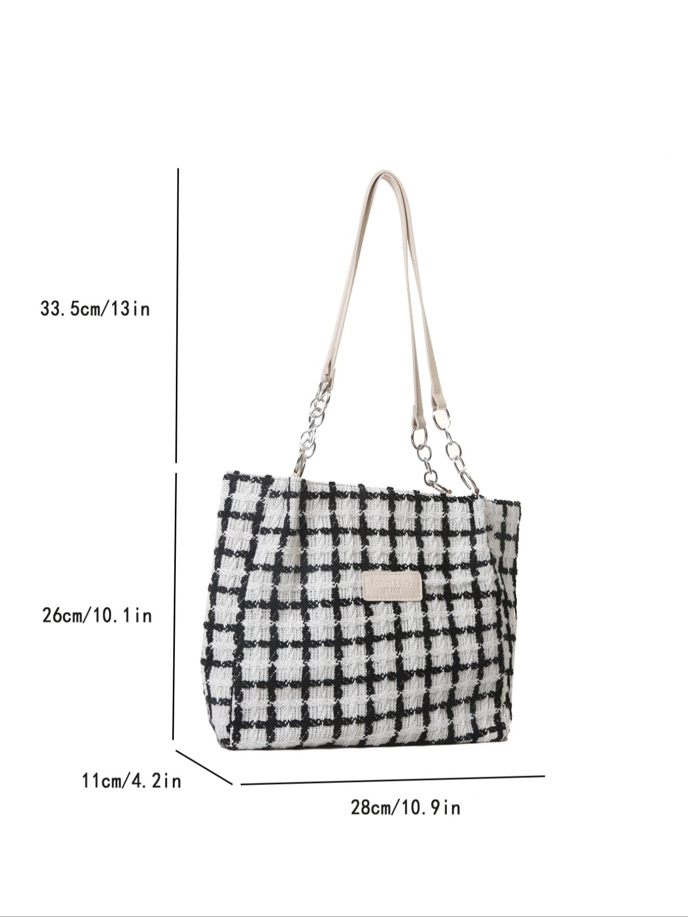 Fashionable Plaid Pattern Tote Bag, Casual Large Capacity Shoulder Bag For Women & Girls, Versatile Simple Handbag