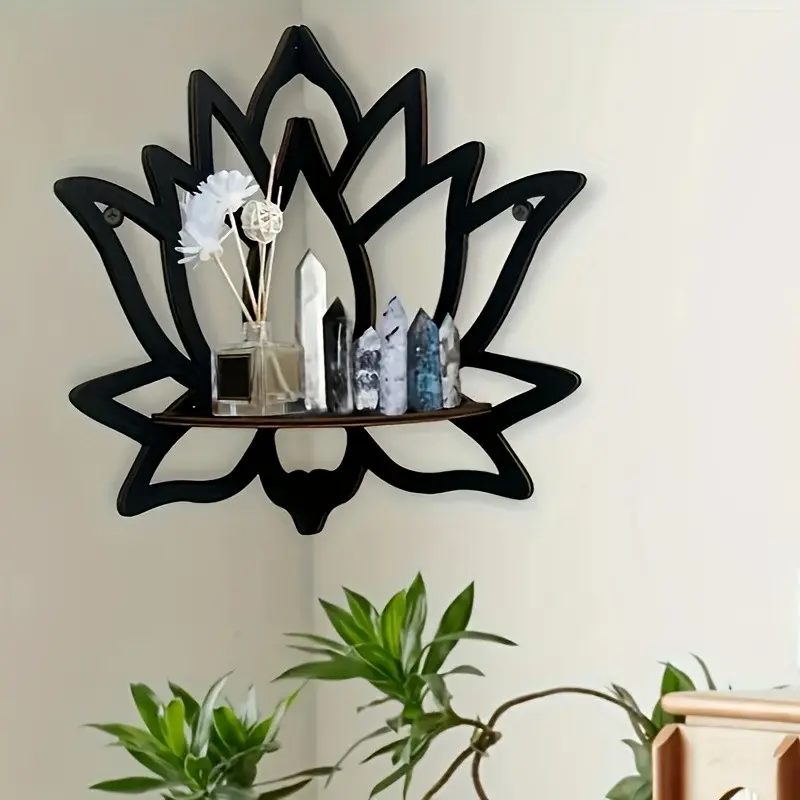 Creative Lotus Butterfly Wall Stand, Wooden Candle Holder Decor, Lotus Holiday Wall Decoration, Simple Home Ornament